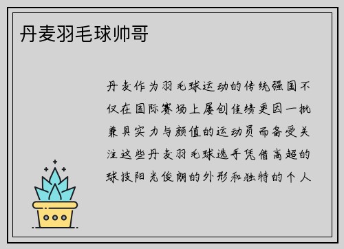 丹麦羽毛球帅哥